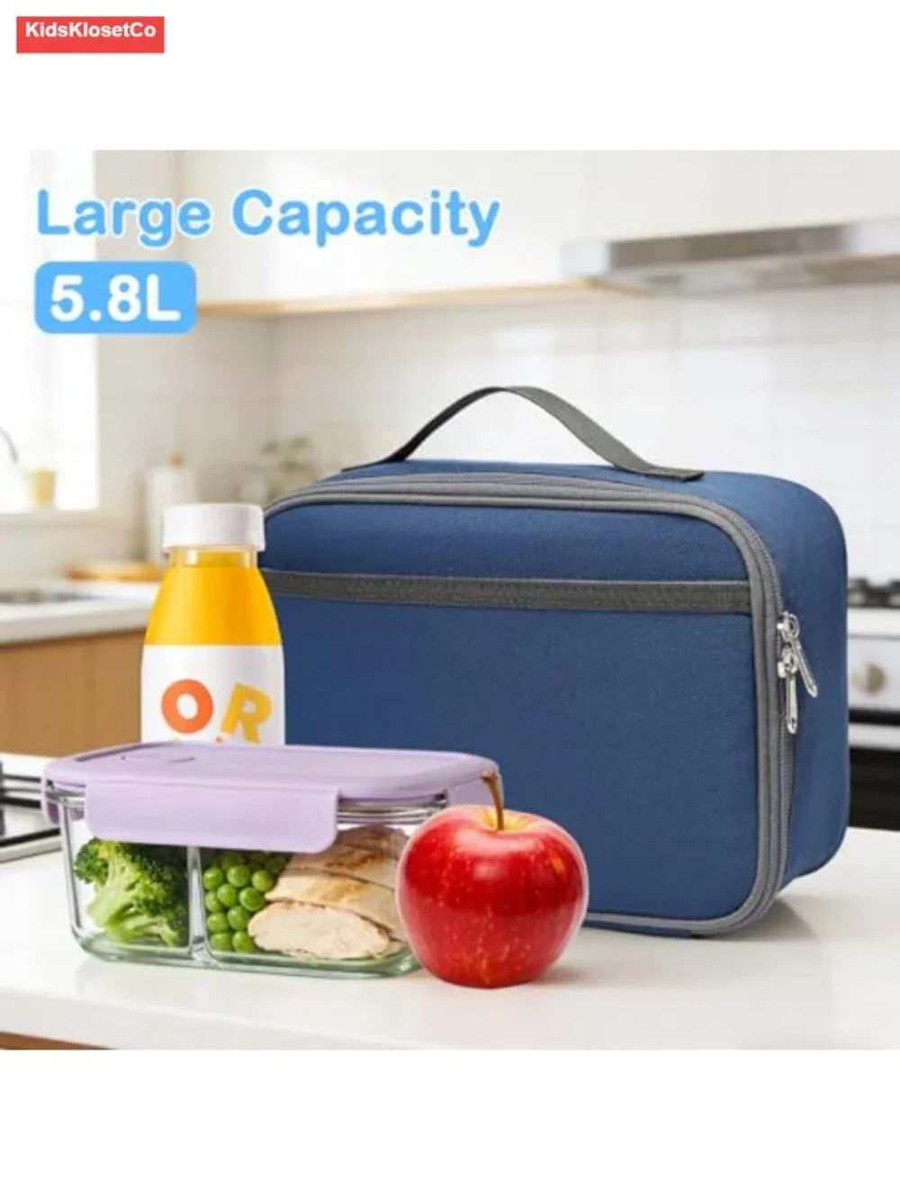 Insulated Lunch Bag for Kids - Durable 600D Polyester Thermal Tote with Zipper,